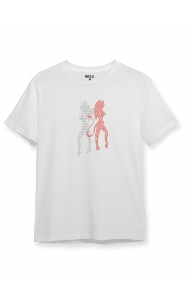 Devil girls crystal unisex t-shirt white