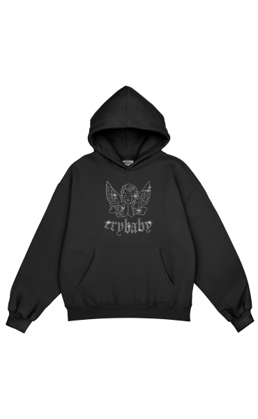 Crybaby crystal boxy hoodie (black)